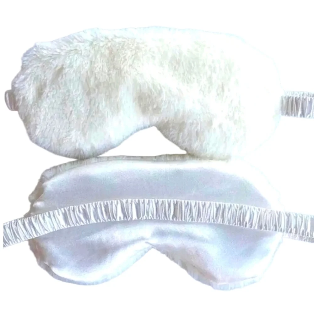 Luxurious Plush Satin Faux Fur Eye Cover Rest Meditation Travel Dry Eye Sleeping